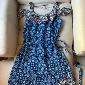 Roz & Ali Blue and White Circular Pattern Dress